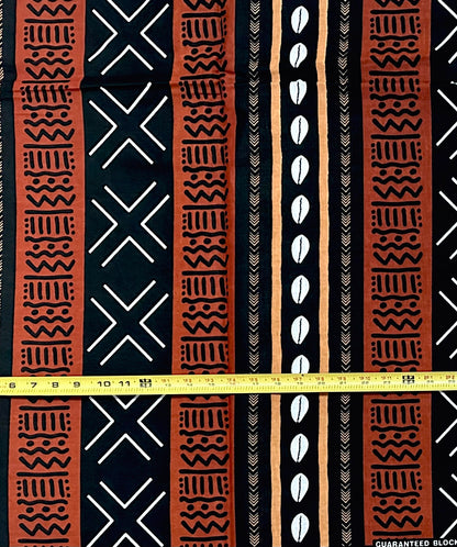 African Print Fabric/ Ankara - Brown, Beige, Black, White "Ancestral Connection", YARD or WHOLESALE