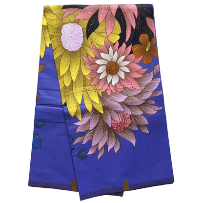 African Print Fabric/Ankara - Periwinkle, Pink, Yellow 'Epic Blooms' Design, YARD or WHOLESALE