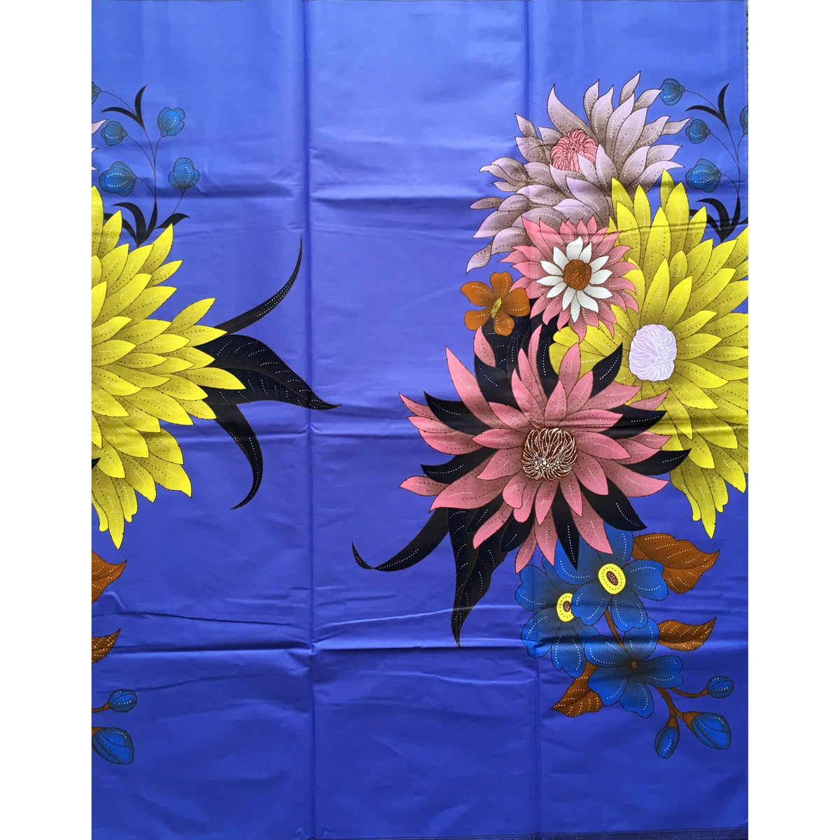 African Print Fabric/Ankara - Periwinkle, Pink, Yellow 'Epic Blooms' Design, YARD or WHOLESALE