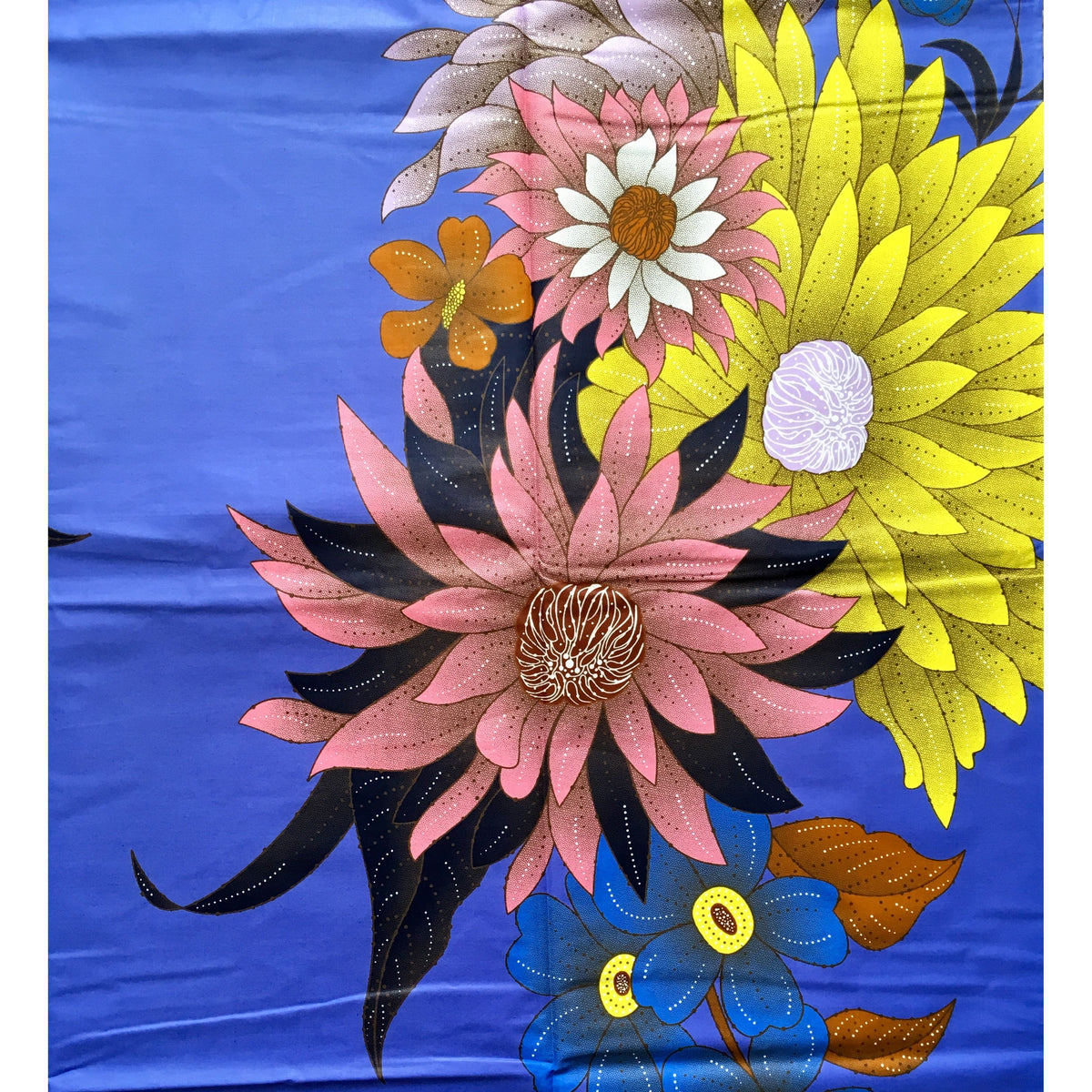 African Print Fabric/Ankara - Periwinkle, Pink, Yellow 'Epic Blooms' Design, YARD or WHOLESALE
