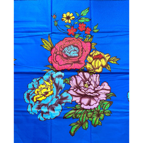 African Print Fabric/Ankara - Blue 'Epic Blooms' Design, YARD or WHOLESALE