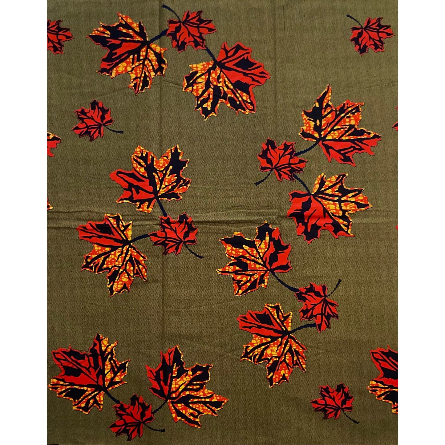 African Print Fabric/ Ankara - Orange, Brown "Fall Primer," YARD or WHOLESALE