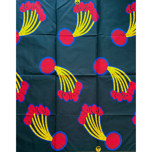 African Print Fabric/ Ankara - Dark Green, Red, Blue, Navy "Yele"