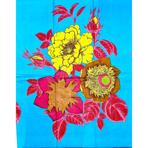 African Print Fabric/Ankara - Light Blue, Pink 'Epic Blooms' Design, YARD or WHOLESALE