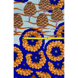 African Print Fabric/Ankara - Blue, Orange, White "Bichette" Design