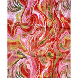 African Print, Chiffon Fabric - Red, Pink, Gold "Wasi Whirl", ~2 Yards