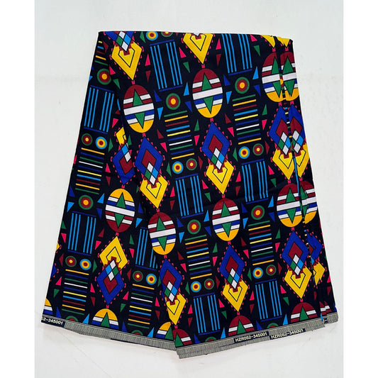 African Fabric/ Ankara - Multicolored 'Mahla Way,' Design, YARD or WHOLESALE