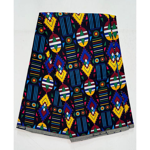 African Fabric/ Ankara - Multicolored 'Mahla Way,' Design, YARD or WHOLESALE