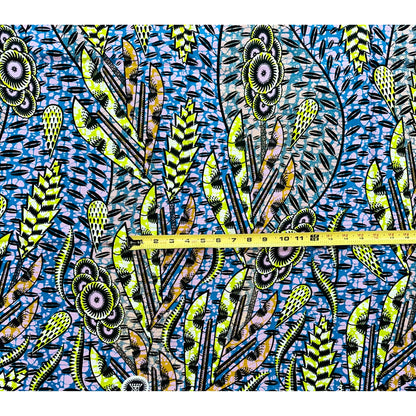 African Print Fabric/ Ankara - Blue, Green, Brown, Black, Shimmering Gold 'Perle Nur’ YARD or WHOLESALE