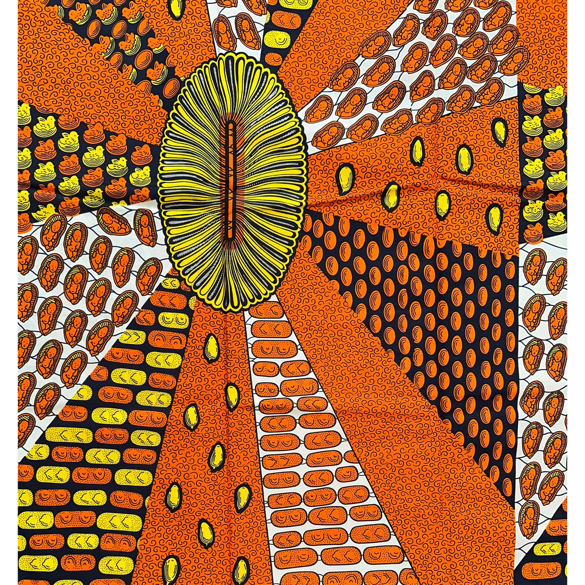 African Inspired Orange Poster Ethnic Boho Seamless Pattern In African