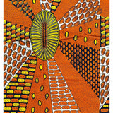 African Print Fabric/ Ankara - Orange, Navy, Yellow 'Blessed Womb', YARD or WHOLESALE