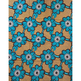 African Print Fabric/Ankara - Brown, Blue "Tawa Itiaba" Design