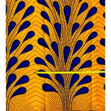 African Print Fabric/ Ankara - Marigold & Blue 'Rain Burst', Yard or Wholesale