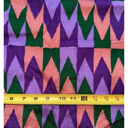 African Fabric/ Woven Kente - Purple, Green, Pink, Metallic Gold “Efuru”, 4 Yards