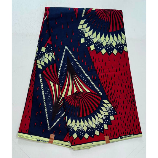 African Print Fabric/ Ankara - Blue, Dark Red, Cream “Taste of Independence”, YARD or WHOLESALE