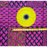 African Print Fabric/ Ankara - Pink, Yellow, Navy “Nana” Design, YARD or WHOLESALE