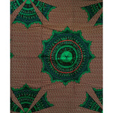 African Print Fabric/ Ankara - Brown, Green 'Harmattan Morning' Design