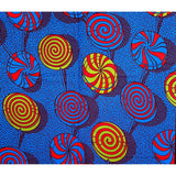 African Print Fabric/ Ankara - Blue, Red, Green 'Sweetie,' YARD or WHOLESALE