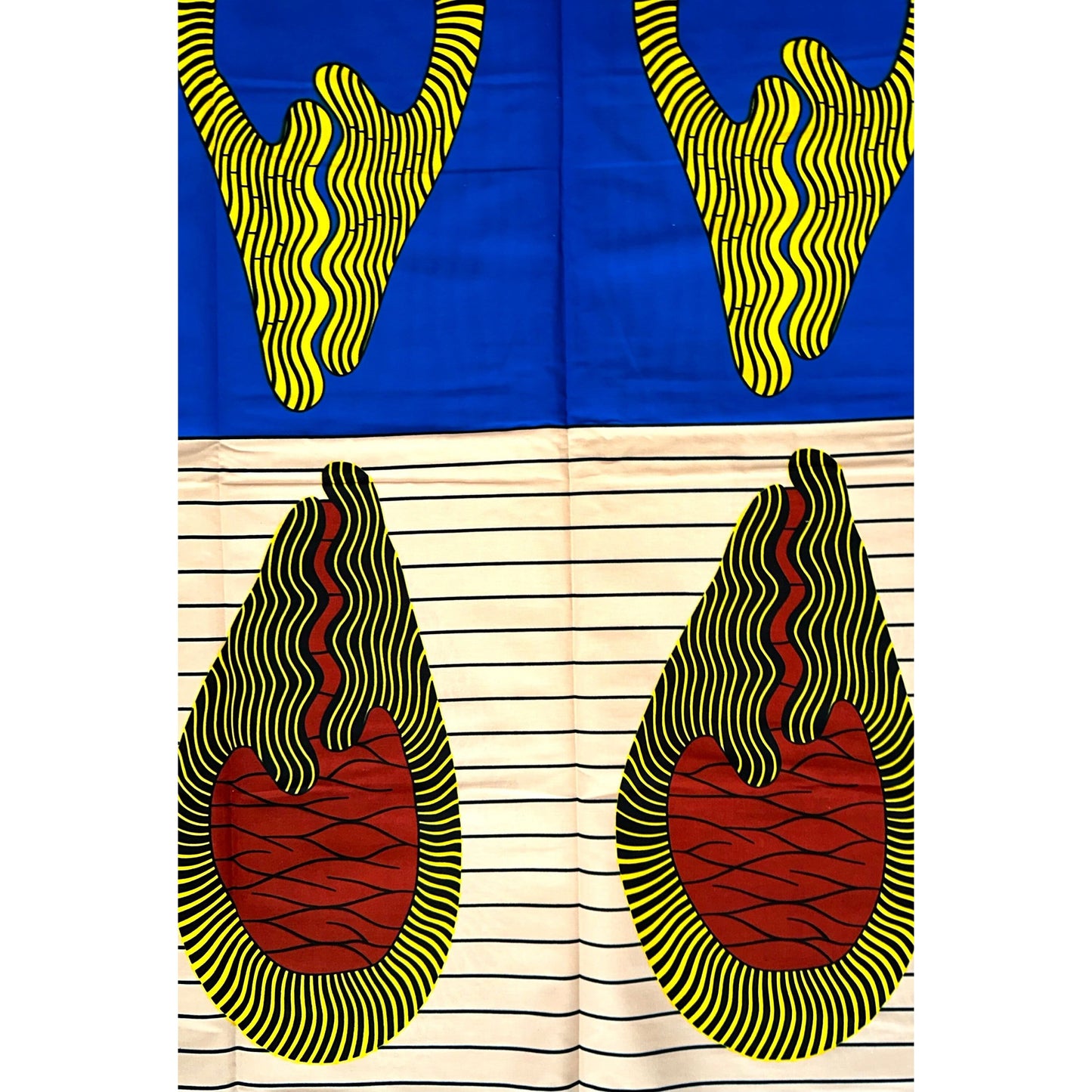 African Print Fabric/ Ankara - Blue, Brown, Beige, Yellow 'Duality', YARD or WHOLESALE
