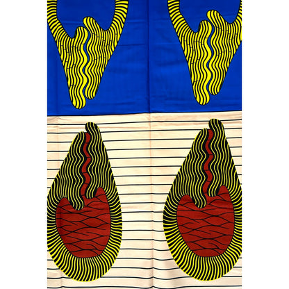 African Print Fabric/ Ankara - Blue, Brown, Beige, Yellow 'Duality', YARD or WHOLESALE