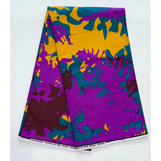 African Print Fabric/ Ankara - Purple, Teal, Marigold, Brown 'Dahra Heat’ YARD or WHOLESALE