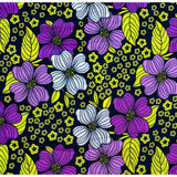 African Fabric/ Ankara - Navy, Purple, Yellow 'Addo in Bloom’ Design, YARD or WHOLESALE