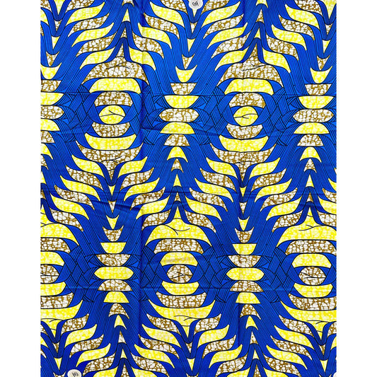 African Print Fabric/ Ankara - Blue, Brown, Yellow 'Duretti Lynx'