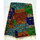 African Print Fabric/ Ankara - Orange, Blue, Green, Brown 'Da Brix' YARD or WHOLESALE