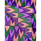 African Fabric/ Woven Kente - Purple, Green, Pink, Metallic Gold “Efuru”, 4 Yards