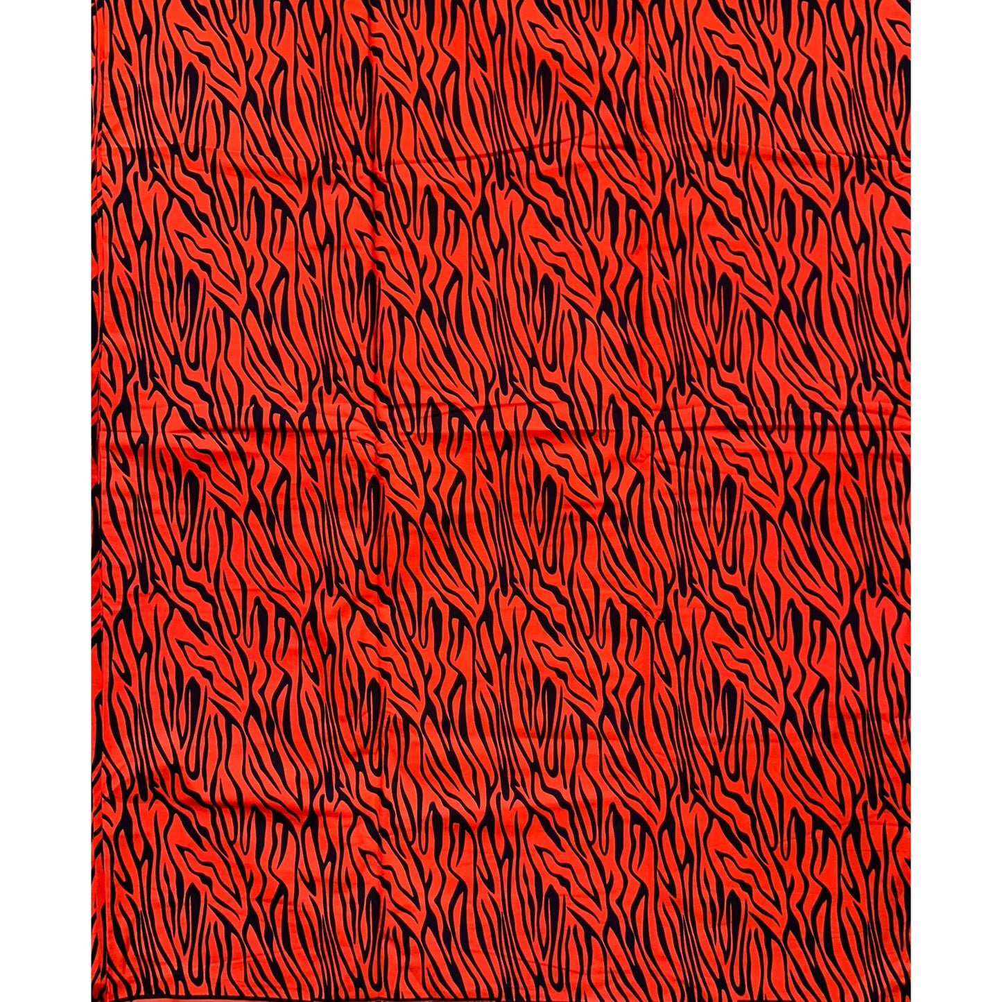 African Print Fabric/ Ankara - Orange, Black 'Tigress' Design, YARD or WHOLESALE