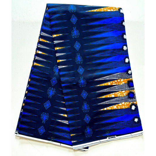 African Print Fabric/ Ankara - Blue, Brown 'Owerri Beat' Design, YARD or WHOLESALE