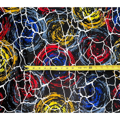 African Print Fabric/ Ankara - Red, Blue, Gray, Yellow 'Forces of Nature Remix' Design, YARD or WHOLESALE