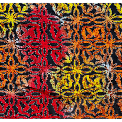 African Print Fabric/ Ankara - Red, Orange, Yellow "Adesuwa Cross", YARD or WHOLESALE