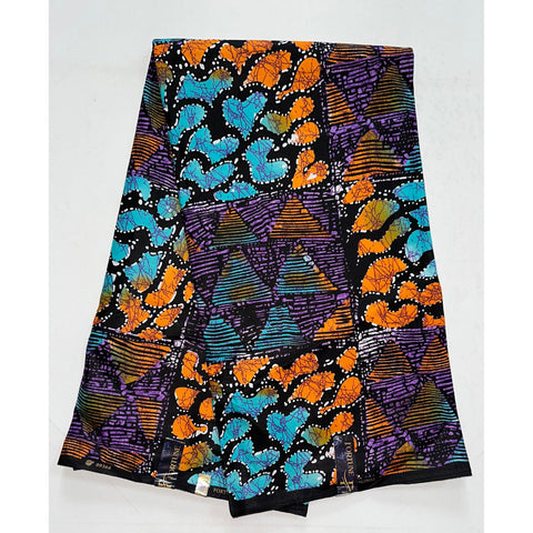 African Print Fabric/ Ankara - Blue, Purple, Orange ‘Moxxie,' YARD or WHOLESALE