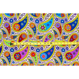 African Print Fabric/ Ankara - Rainbow, Cream 'Naja Paisley' Design, YARD or WHOLESALE