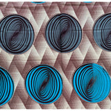 African Print Fabric/ Ankara - Cream, Brown, Blue, Gray 'Danya Rounds’ Design, YARD or WHOLESALE