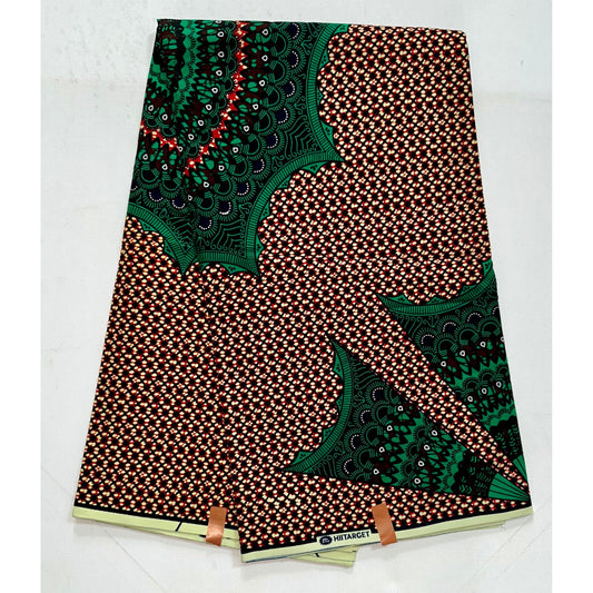 African Print Fabric/ Ankara - Brown, Green 'Harmattan Morning' Design