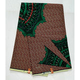African Print Fabric/ Ankara - Brown, Green 'Harmattan Morning' Design