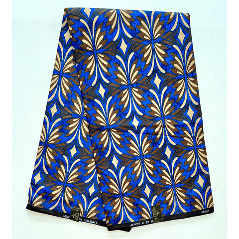 African Fabric/ Ankara - Blue, Brown, Beige 'Intricately Bound, YARD or WHOLESALE
