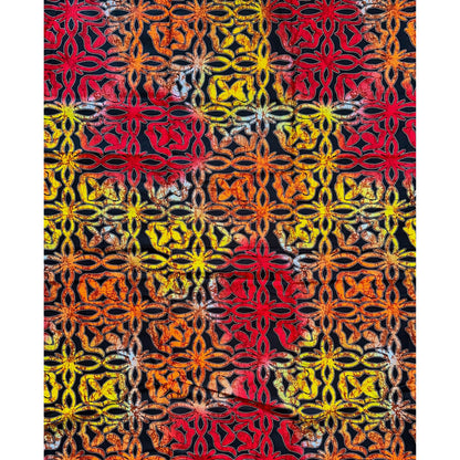 African Print Fabric/ Ankara - Red, Orange, Yellow "Adesuwa Cross", YARD or WHOLESALE