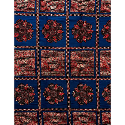 African Print Fabric/ Ankara - Blue, Brown 'Ukeme' Design, YARD or WHOLESALE