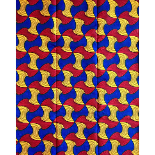African Print Fabric/ Ankara - Red, Marigold, Blue 'Spinderella', YARD or WHOLESALE