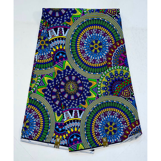 African Print Fabric/ Ankara - Purple, Green, Blue 'Adade Joy' Design, YARD or WHOLESALE