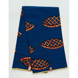 African Print Fabric/ Ankara - Blue, Brown 'Waffles,' YARD or WHOLESALE