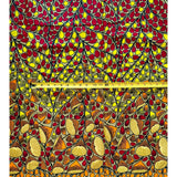 African Print Fabric/ Ankara - Red, Brown, Yellow, Orange 'Dream Works' Design, YARD or WHOLESALE