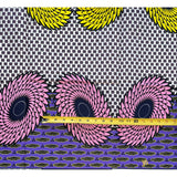 African Print Fabric/ Ankara - Purple, Pink, Yellow, Black "Checkered Floral"