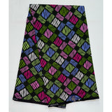 African Print Fabric/ Ankara - Green, Magenta, Periwinkle 'Estella’, Yard or Wholesale