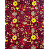 African Print Fabric/ Ankara - Red, Yellow, Brown, Black 'Malika' Design, YARD or WHOLESALE