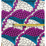 African Print Fabric/Ankara - Cream, Purple, Blue, Brown "Tawa Inan" Design