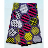 African Print Fabric/ Ankara - Purple, Pink, Yellow, Black 'Busy Bee' Design, YARD or WHOLESALE